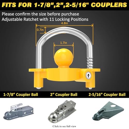 image for Funmit Trailer Lock Universal Coupler Ball Lock Fits 1-7/8