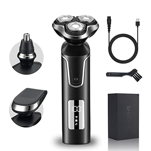 Electric Shavers for Men Electric Razor for Men Face Electric Shaving Razors for Men Shavers Electric Cordless Rechargeable Men\'s Electric Razors for Shaving Face Waterproof LED Display Black