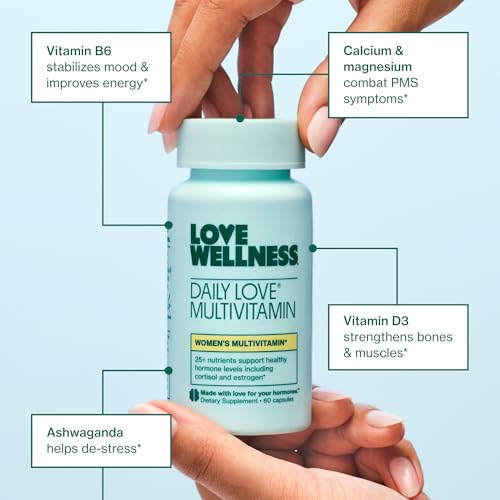 Love Wellness Daily Love Multivitamin for Women | Supports Energy, Cortisol, Immune Health, Stress Relief, & PMS | Complete with Vitamin D, C, Iron, Calcium, Zinc, & Biotin, Magnesium | 60 Count - Image 5