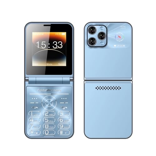 Cuifati Klapphandy für Senioren, Große Tasten, Lauter Ton, 2,6-Zoll-Doppelbildschirm, 4 Karten, 4 Standby-2G-Klapphandy mit Schnellwahl-Bluetooth-Musikplayer, LED-Taschenlampe (Blue)
