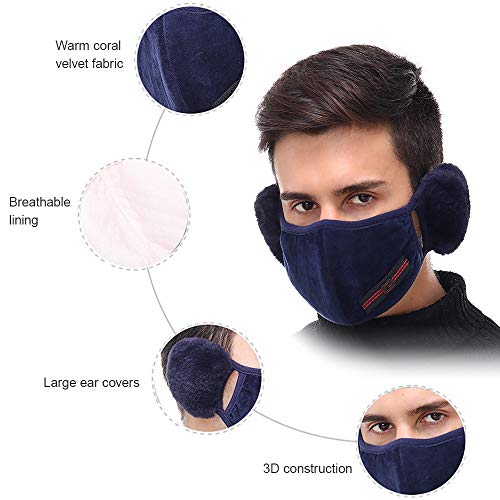 Tomshin Capa térmica de inverno 2 em 1 para rosto com protetores auriculares Protetor bucal respiráv