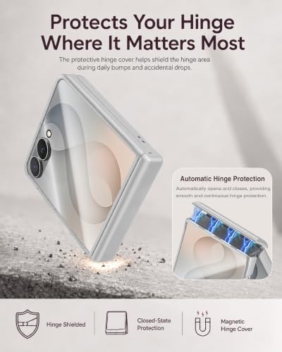 Image of STORMTAL for Samsung Galaxy Z Flip 8 Case, Hinge Protection, Built-in Screen Protector, Wireless Charging, Shockproof, Slim Rugged Phone Protective Case for Galaxy Z Flip 8 Silver