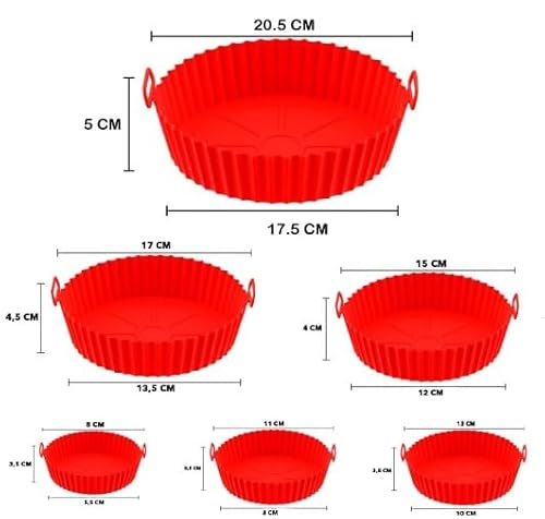 Kit 6 Formas Antiaderente Air Fryer Em Silicone Reutilizável Protetor Mirco Ondas Panela Forno Cesta