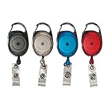 Advantus Retractable Carabiner ID Reels, Assorted Colors, Pack of 20