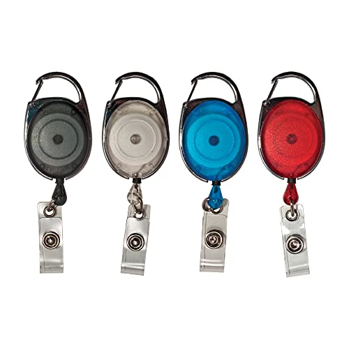 Advantus Retractable Carabiner ID Reels, Assorted Colors, Pack of 20