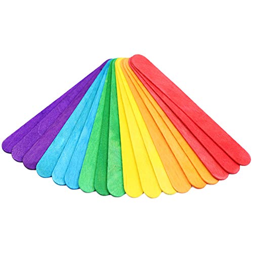 200 Pcs Colorful Craft Sticks,Popsicle Ice Pop Ice Cream Sticks,Natural Wooden 4-1/2" Length Treat Sticks Great For Diy Craft Creative Designs #TOP2