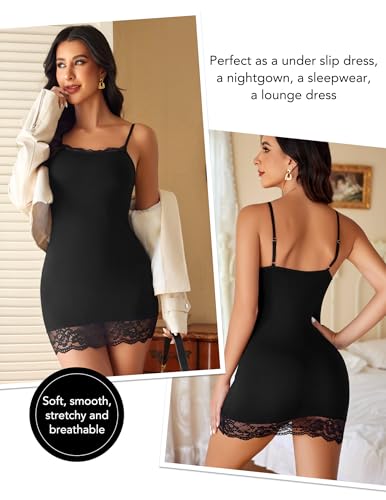 Avidlove Nightgowns for Women Sexy Lace Trim Mini Slip Dress Modal Sleepwear Babydoll Lingerie Nightdress3