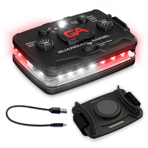 Image of Guardian Angel Elite Series Safety Light, Beacon Device (White /Red Front & White /Red Rear) Rechargeable, Magnetic, Hands-Free Wearable & Mountable LED Light for First Responders, EMS, & Firefighters