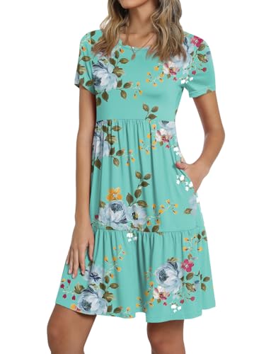 Image of TAOHUADAO 2026 Summer Dresses for Women Short Sleeve Ruffle Casual Sundress with Pockets