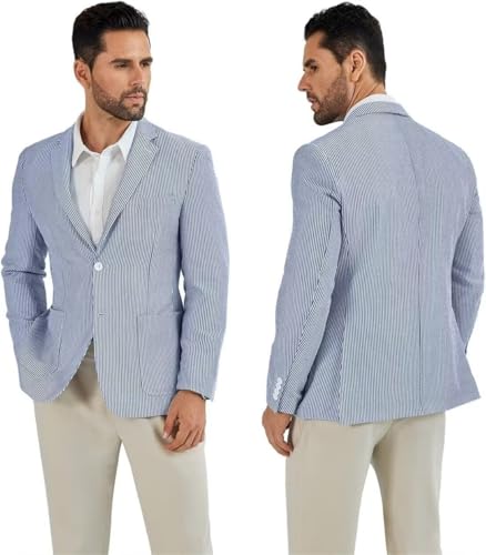Seersucker Men Suits Sports Coat Jacket Classic Summer Blazer Seersucker Suit for Men Beach Wedding Tuxedo Blazers4