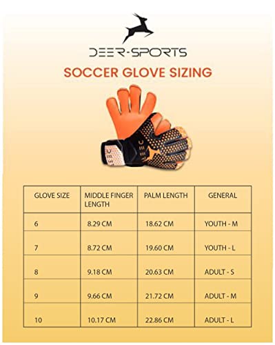 Deer-Sports Goalie Goalkeeper Gloves Flexible Football Soccer Gloves For Adults, Youth & Kids- Soccer Goalkeeper Gloves Latex Palm With Strong Grip And Fingersave(6-Small,Youth-M) #TOP5