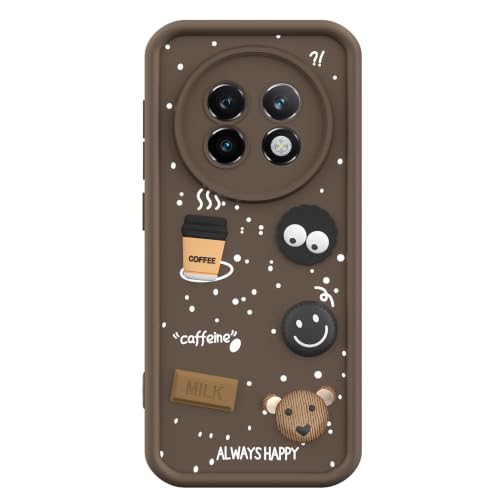 Image of Pikkme Back Cover for Realme 13 Plus 5G / Realme P1 Speed 5G | 3D Bear Silicone Cute & Fun Coffee Cartoon | Full Body Protection Bumper Case (Brown)