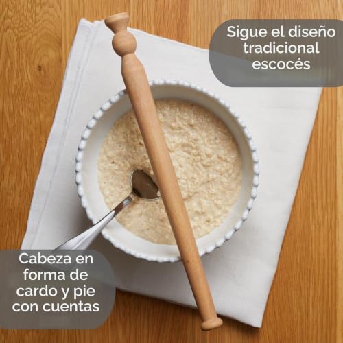 Spurtle de madera de haya natural Muldale de 29,5 cm para preparar gachas de avena tradicionales 3