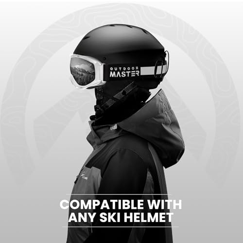 Image of OutdoorMaster OTG Ski Goggles - Over Glasses Ski /Snowboard Goggles for Men, Women & Youth - 100% UV Protection (White Frame + VLT 11% Polarized Black Lens)