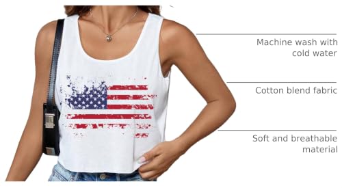 Women's Sexy Sleeveless American Flag Crop Tops 4th of July Cropped Tank Top(White,S) by HRIUYI - Used condition - Image 2