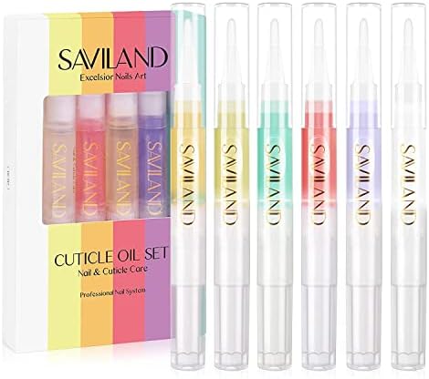 SAVILAND Natural Cuticle Oil Pen: 6PCS Revitalizing Cuticle Oil for Nails with Vitamin E Repaired Cuticles Overnight Cuticle Softener Nail Strengthener Protector for Damaged Skin Thin Nail