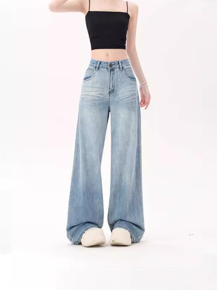 SESERAGI Sweatpant Jeans Women Wide Leg Tall Loose High Waisted Jeans 90s Baggy Light Wash Denim Pants Womens Trousers2
