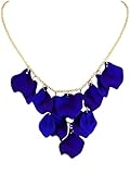OJERRY Statement Royal Blue Matte Flower Rose Petals Bib Necklace for Women, Formal Evening Floral Jewelry Accessories Romantic Cool Gifts for Her Women in Their 20s 30s