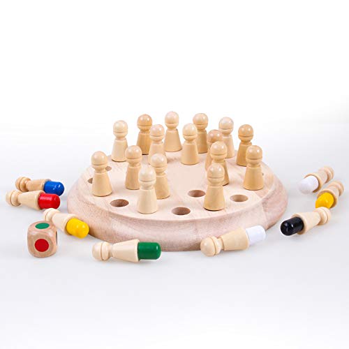 Tickas Jogo de xadrez com memória de madeira Matchstick com dados Xadrez de madeira colorido Memória