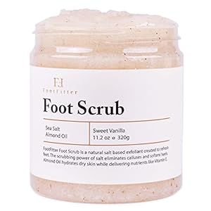 FootFitter Natural Foot Scrub with Sea Salt, Deep Exfoliating Foot Care for Dry Skin, Calluses, and Cracked Heels, Smooths Dry Feet (Made in Germany) Sweet Vanilla Scent
