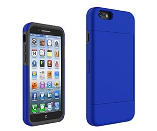 Digital4all(TM) Hybrid Dual Layer Case with Credit Card Holder for APPLE IPHONE 6 4.7" - Hard Case Soft Silicone + FREE GIFT Screen Protector + DigitalCase Stylus Pen (Blue)