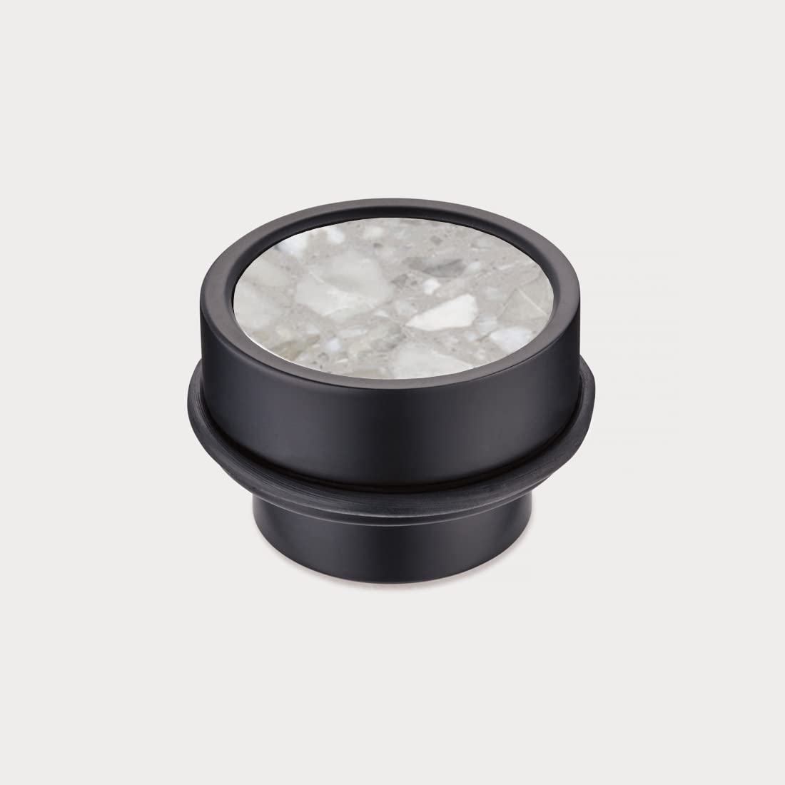 Pushka Home Ltd Black Solid Brushed Brass Door Stops Rubber Ring With 4 Variation Terrazzo Insert (Grey Terrazzo, )