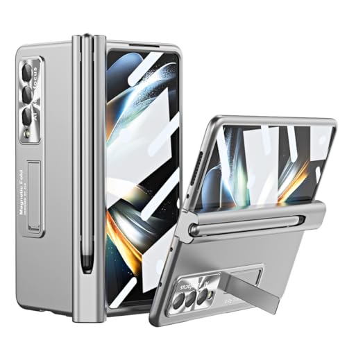 Étui Galaxy Z Fold 7 argent pour le bureau et les voyages avec porte-stylo et rabat