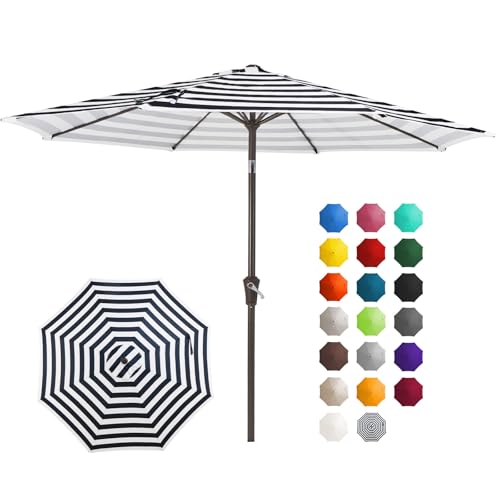 Image of JEAREY 10FT Outdoor Patio Umbrella, Market Umbrella, Black & White Stripe
