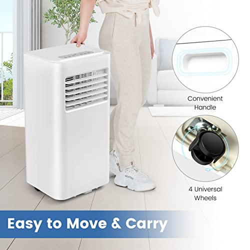 Image of GOFLAME 3-in-1 Portable Air Conditioner, 5000 BTU AC Unit with Fan & Dehumidifier, Quiet AC 1-24H Timer, LED Display, 2 Fan Speeds, 4 Wheels, Remote Control, Exhaust Hose, White