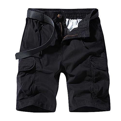 Generisch Arbeitslatzhose Herren, Cargo Shorts Hose Herren Kurz Sommer Freizeithose Mit Taschen Sport Jogginghose Hosen 3/4 Männer Kurze Jeans Beige Cargoshorts Schwarz (31, Schwarz)