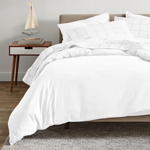 Bare Home 100% Organic Cotton Sateen Duvet Cover Set (King/Cal King, White)