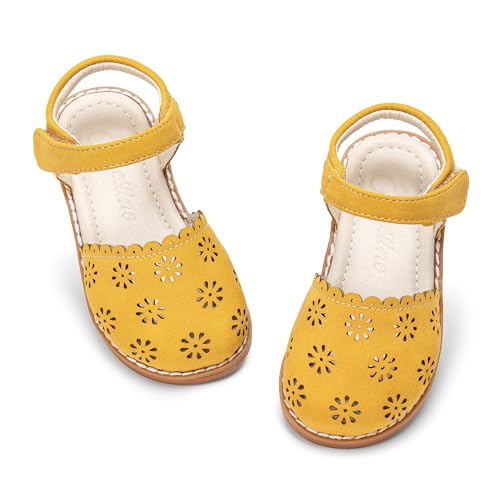 Image of ESTINE Toddler Girls Little Kids Close Toe Sandals - Flower Girl Dress Flats Summer Shoes