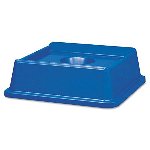 Image of Rubbermaid Commercial Products Untouchable Square Bottle /Can Recycling Lid for 35G & 50G Containers, Blue Recycling