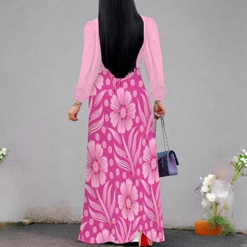 Image of PinkPatty Women's Long Sleeve Maxi Dress Plus Size Trendy Wedding Guest Wrap Dress with Pockets&Belt