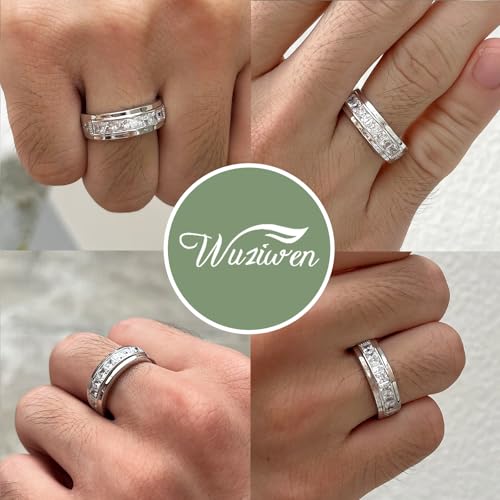 Wuziwen Wedding Wedding Ring Sets for Him and Her Set Princess Promise Ring for Couples Cubic Zirconia Sterling Silver Engagement4