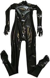 ラテックスシャイン ブルー ネックエントリー ラテックス キャットスーツ グローブ つま先 ソックス ロック可能なクロッチジッパー付き