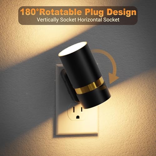 JandCase Night Lights Plug into Wall,2 Pack Amber/3000k/5000K Color Change Night Light with Dusk to Dawn, 3CCT & 10/25/50/75/100LM Dimmable Plug in LED Nightlight for Bedroom, Hallway, Stairs — view 5