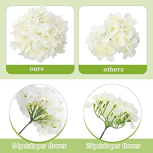 Jexine 50 Pcs Hydrangea Silk Flowers Heads Faux Hydrangea Flowers White Artificial Flowers With Stems For Wedding Centerpieces Home Party Diy Floral Baby Shower Decor #TOP6