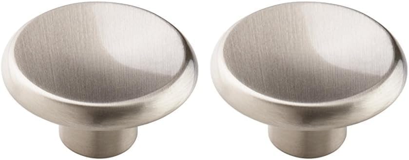 Miniatura 1 de Amerock  Pomo para gabinete  Níquel satinado  Diámetro de 1-12 pulgadas (1.496 in)  Patrimonio diario  Paquete de 2  Perilla de cajón  Herrajes para