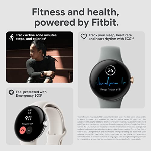 Google Pixel Watch - Android Smartwatch with Fitbit Activity Tracking - Heart Rate Tracking - Polished Silver Stainless Steel case with Chalk Active band - WiFi - image 9
