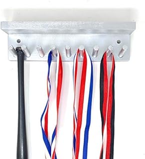 Baseball Bat Rack Display Holder 8 Mini Collectible Bats with Shelf Silver