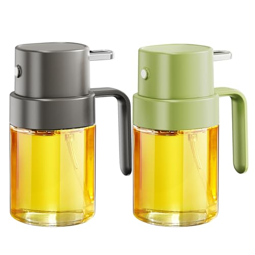 YARRAMATE Oil Sprayer for Cooking, 6.8oz/200ml Premium Bottle, Food-Grade Olive Mister, Portable Dispenser for Air Fryer, BBQ, Kitchen, Outdoor BBQ and Camping (Grey & Green)