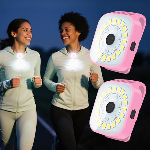 redaica 2 Pack Pink Running Lights for Runners, Rechargeable Walking Light for Night Walking,Clip On Flashlight,Running Accessories for Women,Safety...