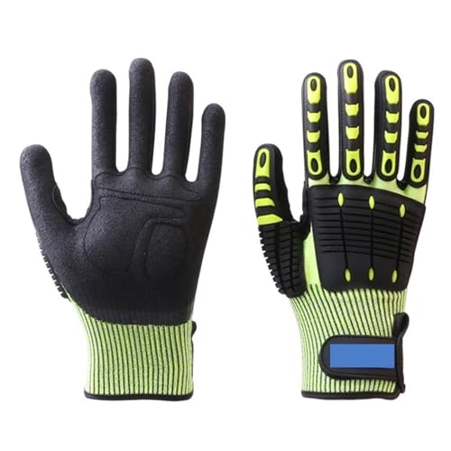 nmbhus Gants Résistants Aux Coupures, Mécanique Absorbant Les Chocs, Gants De Travail De Sécurité Résistants Aux Chocs, Gants Anti-Vibration Et Résistants À L'huile (Color : Yellow-2 Pairs, Size : S)