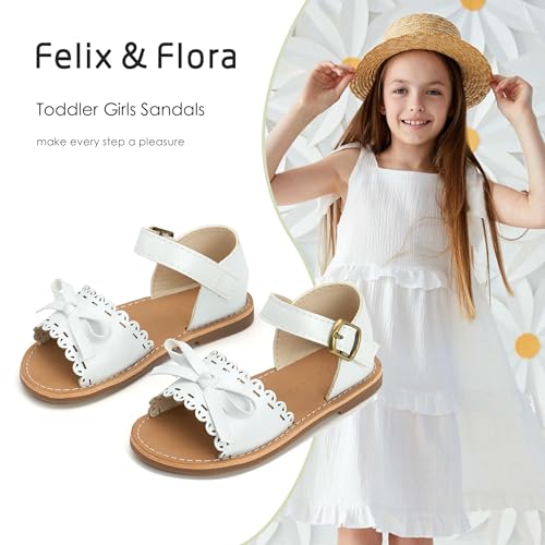 Image of Felix & Flora Toddler Girl Sandals - Little Girl Easter Dress Shoes Lightweight Open Toe Beach Holiday Flats