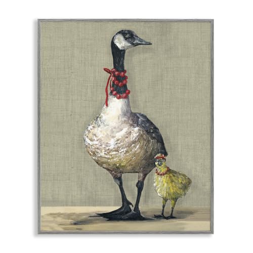 Fancy Mama Goose and Gosling, 11 x 14 Inch Framed Giclée Print