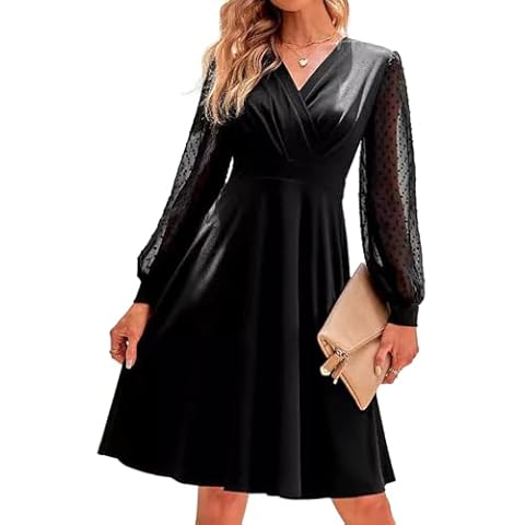 IFFEI Long Sleeve V Neck Midi Dress Cover