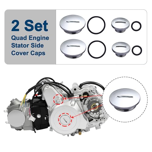 CQSPMOTO 2 Set of Quad Engine Stator Side Cover Caps with Seals 50cc 70cc 90cc 110cc 125 Cc Side Engine Cover Cap Fit for ATV BMS Roketa Taotao SunL Coolster