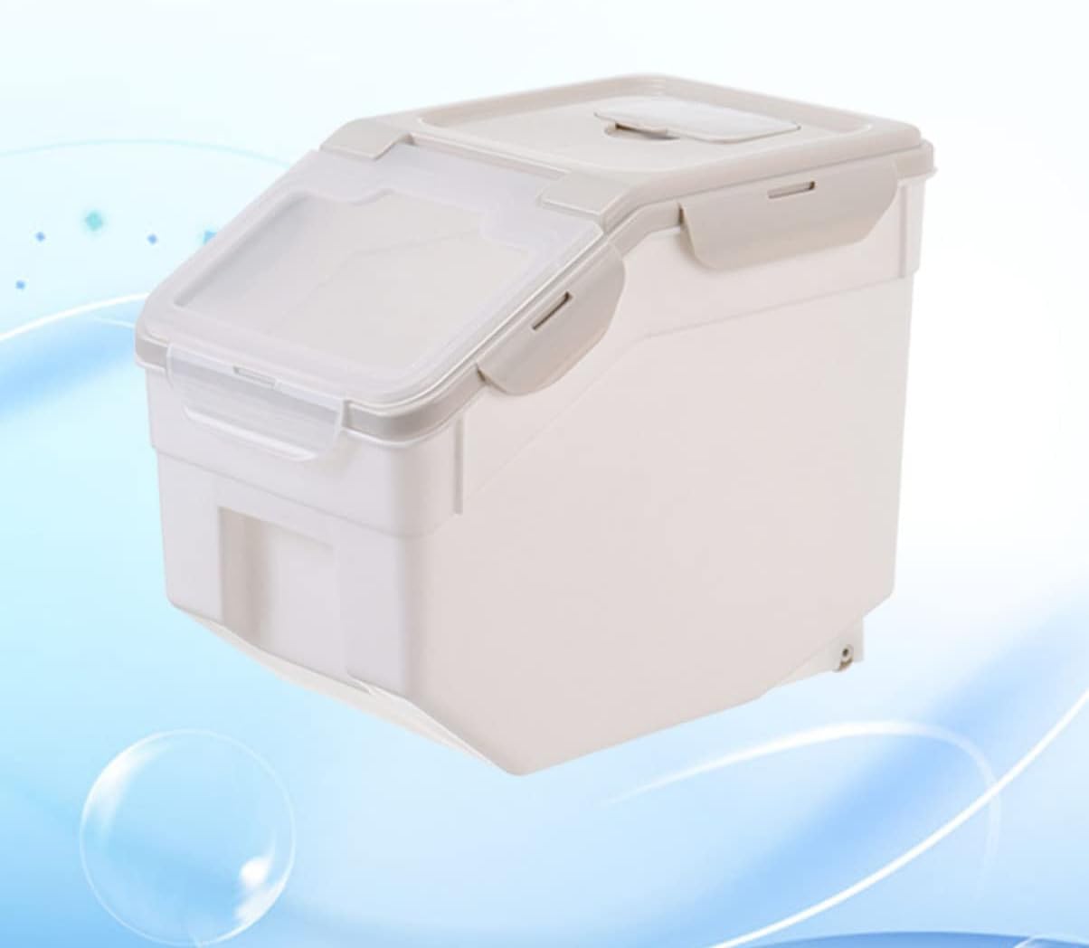 STOBOK Pet Food Container Dry Food Storage Bucket for Dogs Cats Airtight Sealed Design Beige