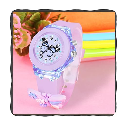 Acnos Silicone 3D Children Kids Girls Multi Color Analog Led Lights Watch for Kids Gift Birthday Baby Girl Watch Suitable Girls of Age 3-13 Years